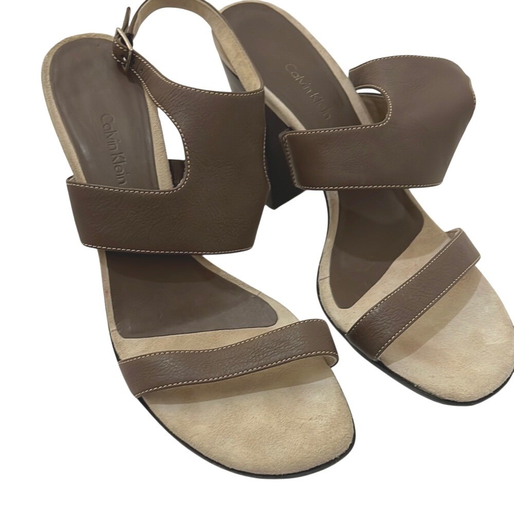 Calvin Klein Taupe‎ Brown Wilhelmina Heels with chunky heel Size 10